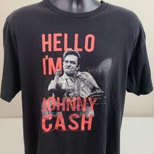 Johnny Cash Middle Finger Black T-Shirt Size L